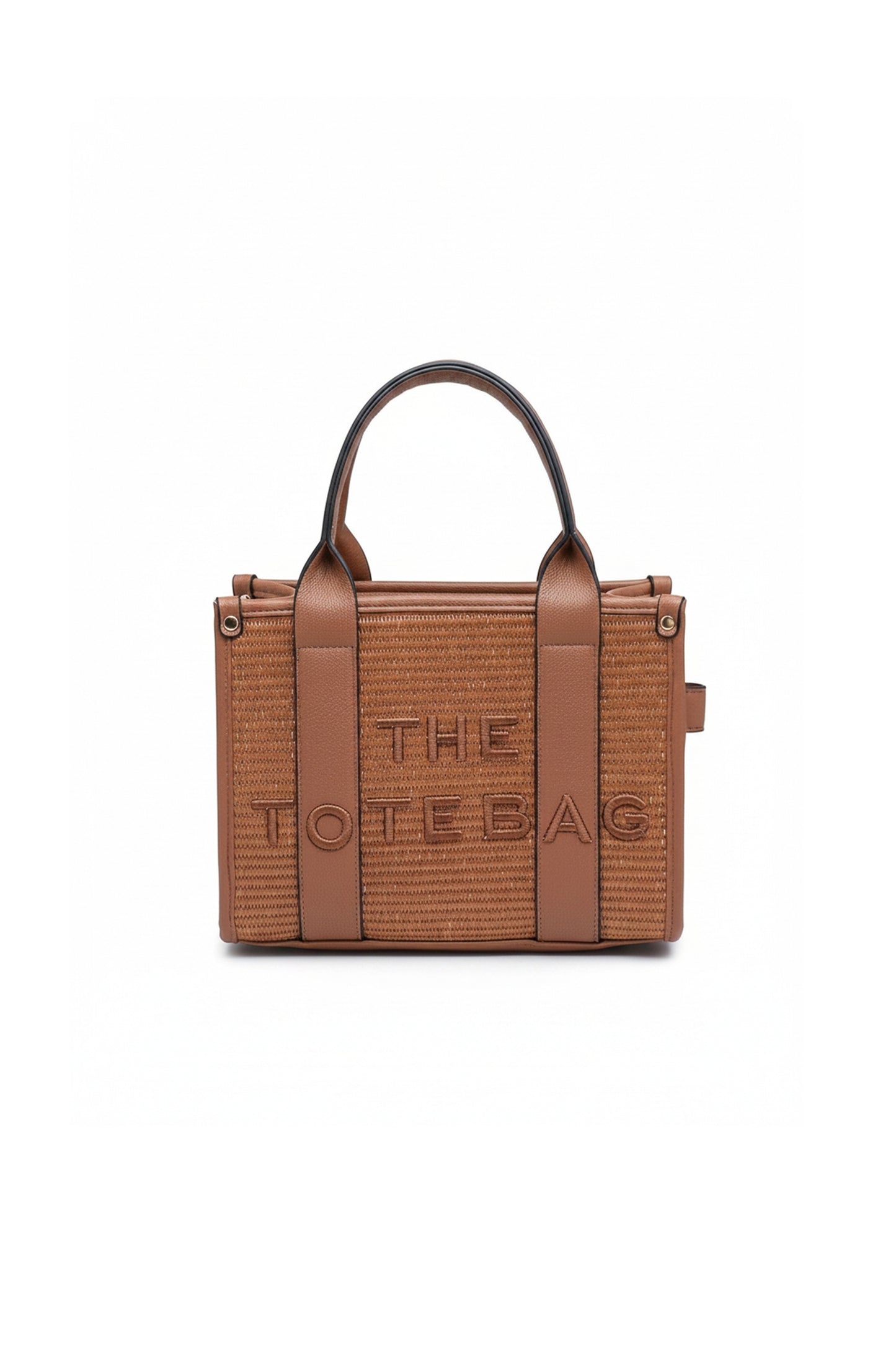 Woven Tote Handbag with Adjustable Strap and Top Handles