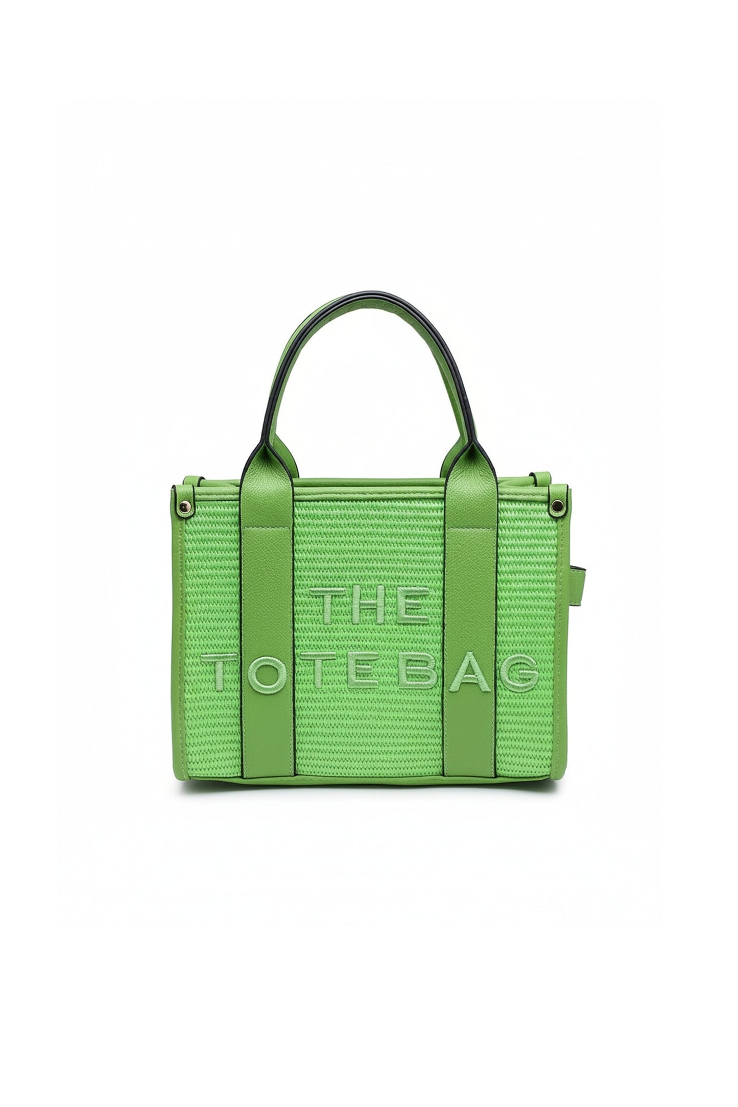 Woven Tote Handbag with Adjustable Strap and Top Handles