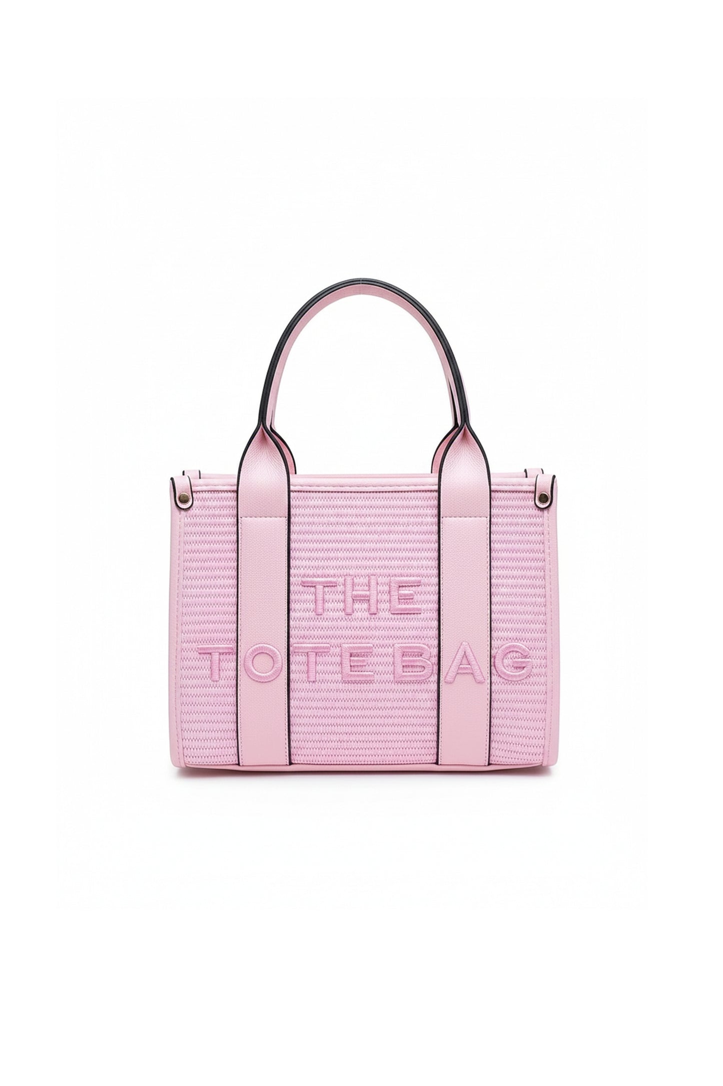 Woven Tote Handbag with Adjustable Strap and Top Handles
