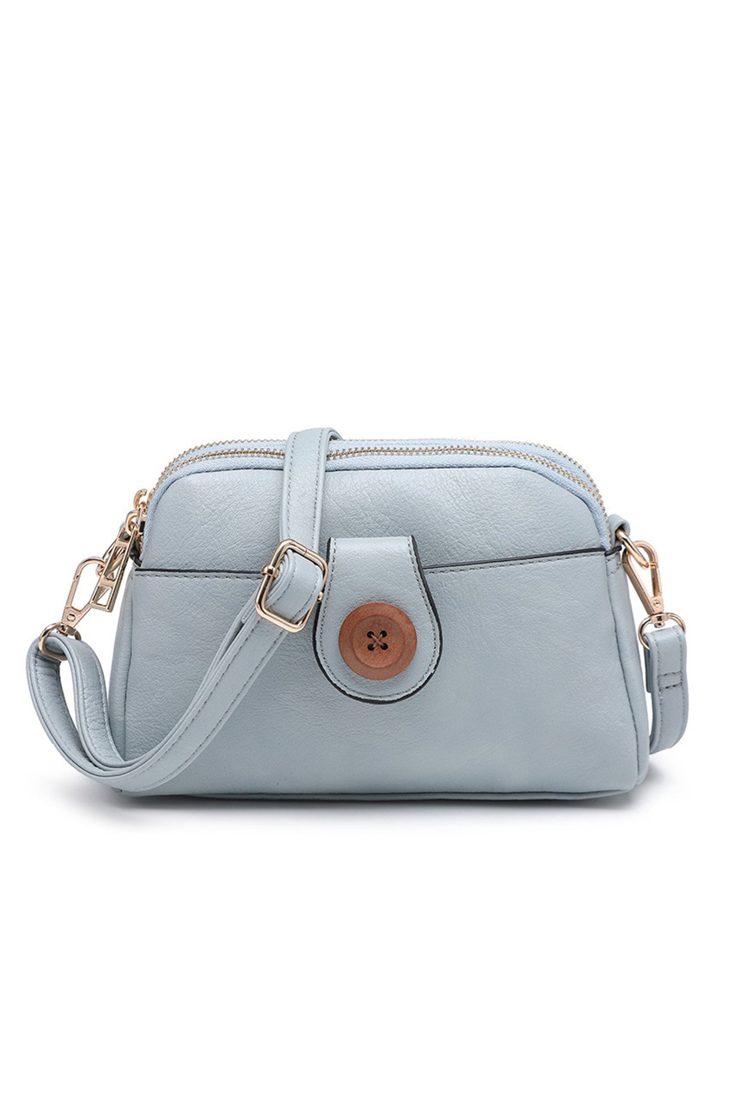 Compact Multi Zip Crossbody Bag with Front Button Flap