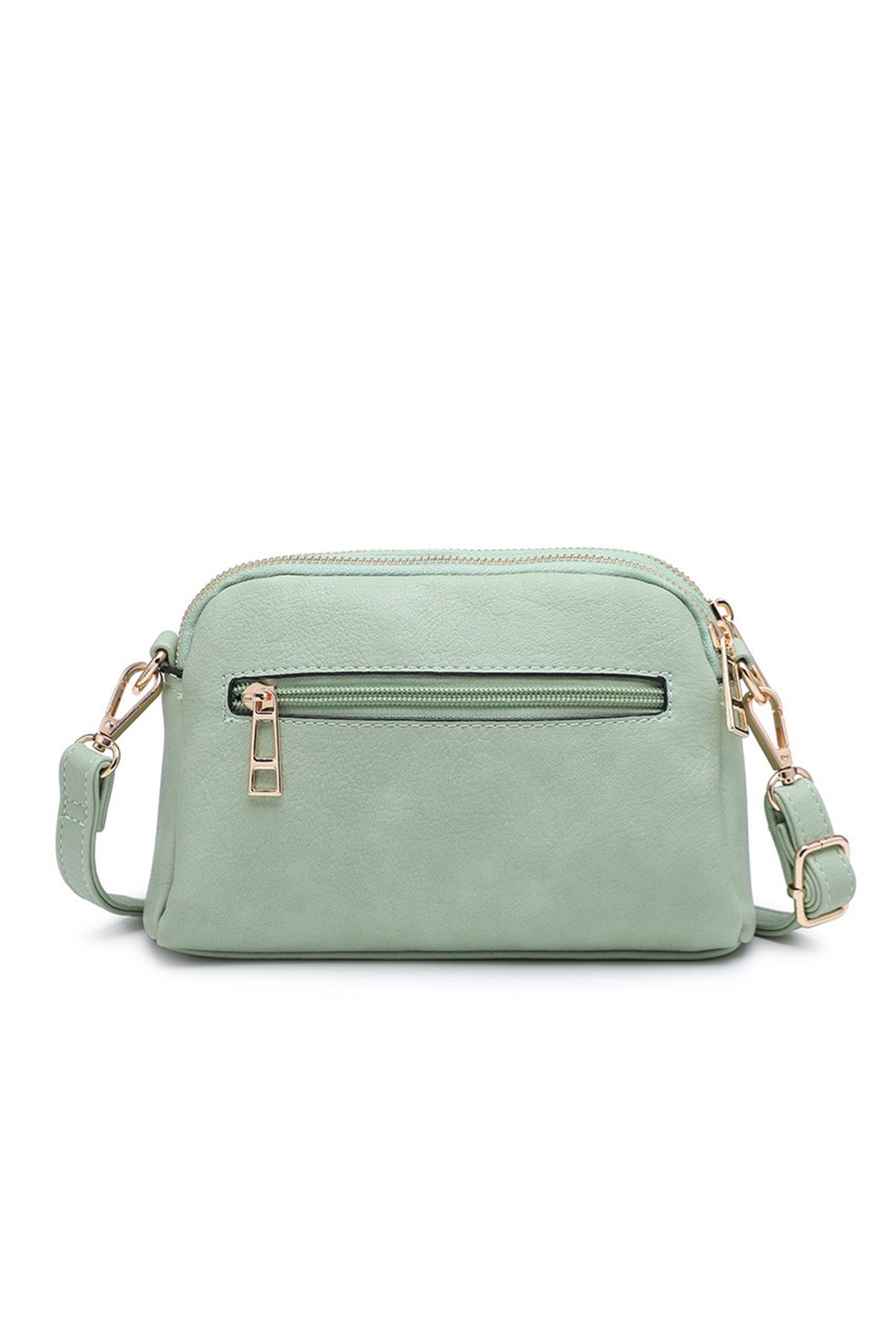 Compact Multi Zip Crossbody Bag with Front Button Flap