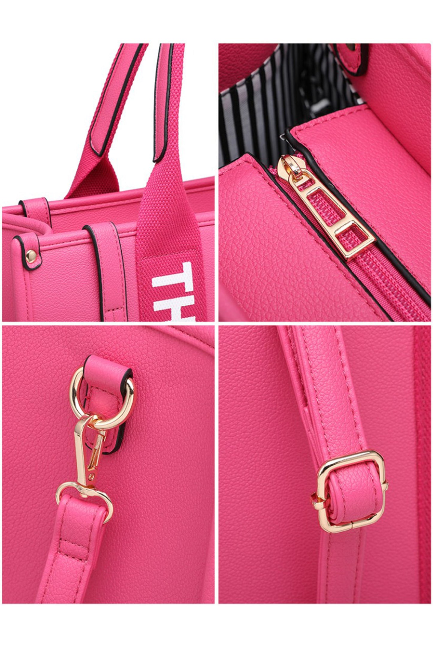 Structured Tote Bag with Zip Closure and Multi Pockets