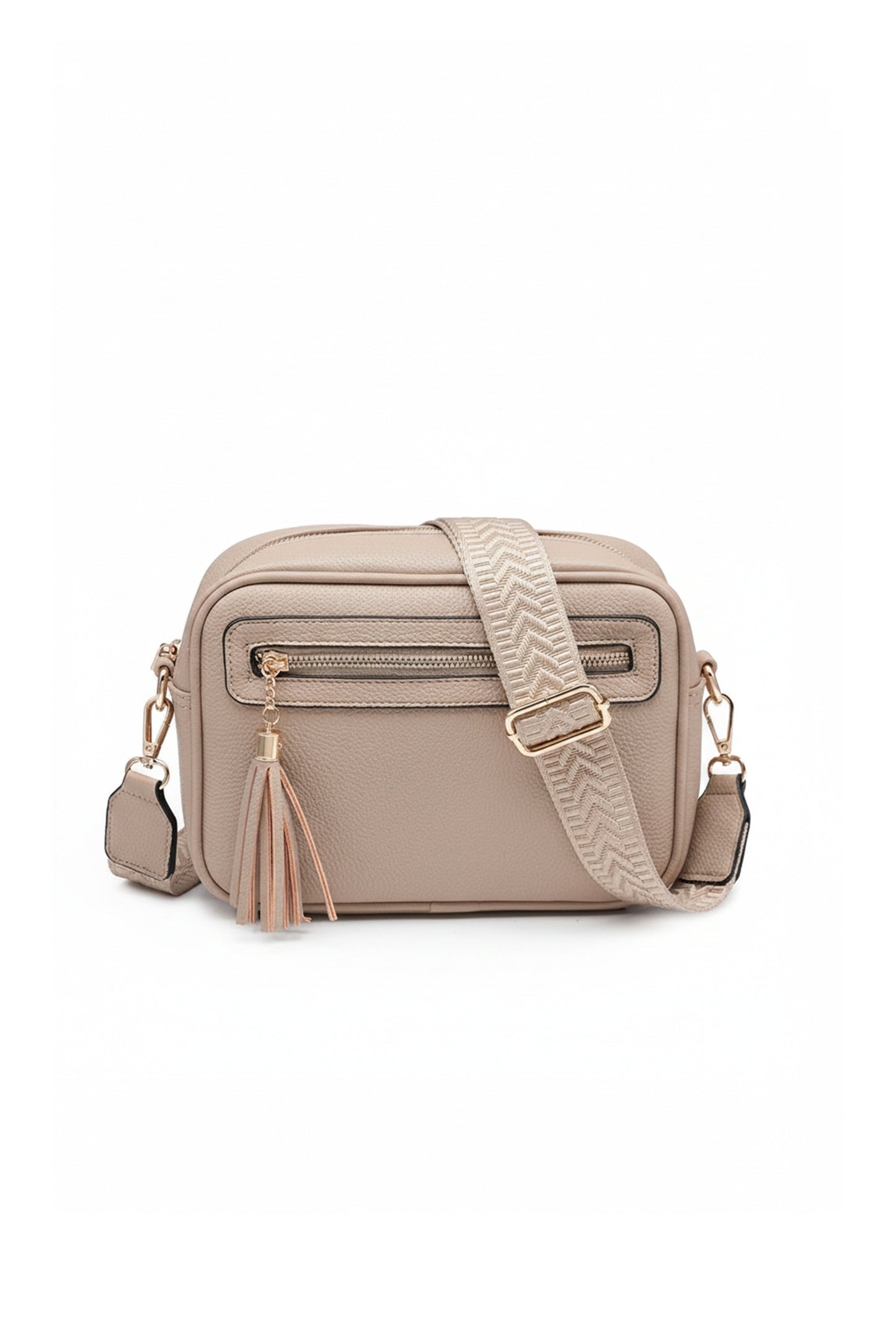 Crossbody Camera Bag with Wide Adjustable Strap and Tassel