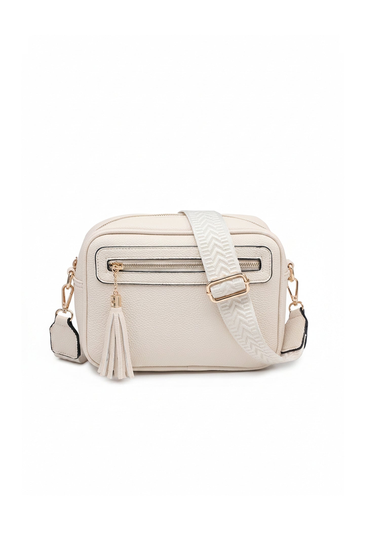 Crossbody Camera Bag with Wide Adjustable Strap and Tassel