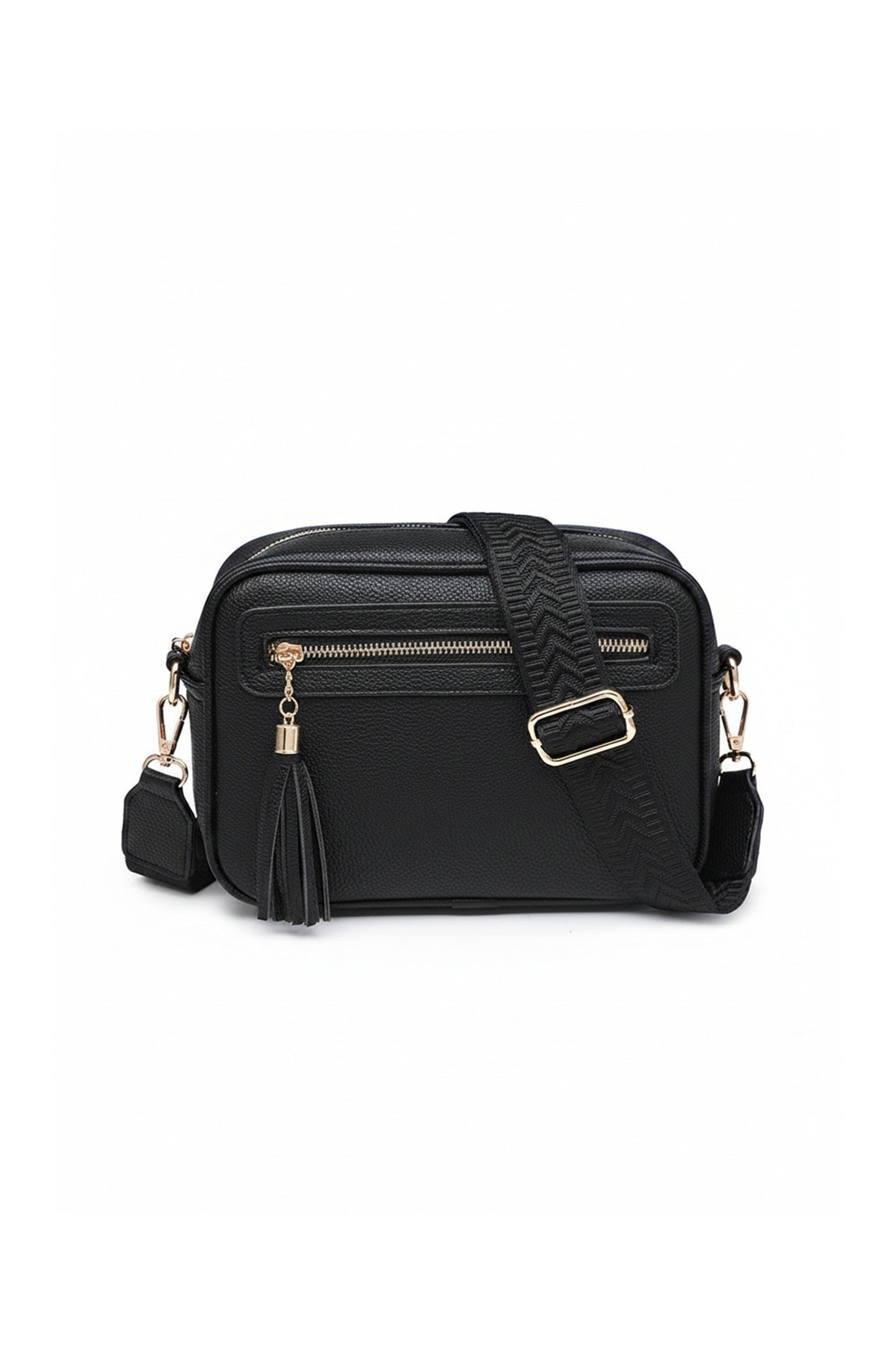 Crossbody Camera Bag with Wide Adjustable Strap and Tassel