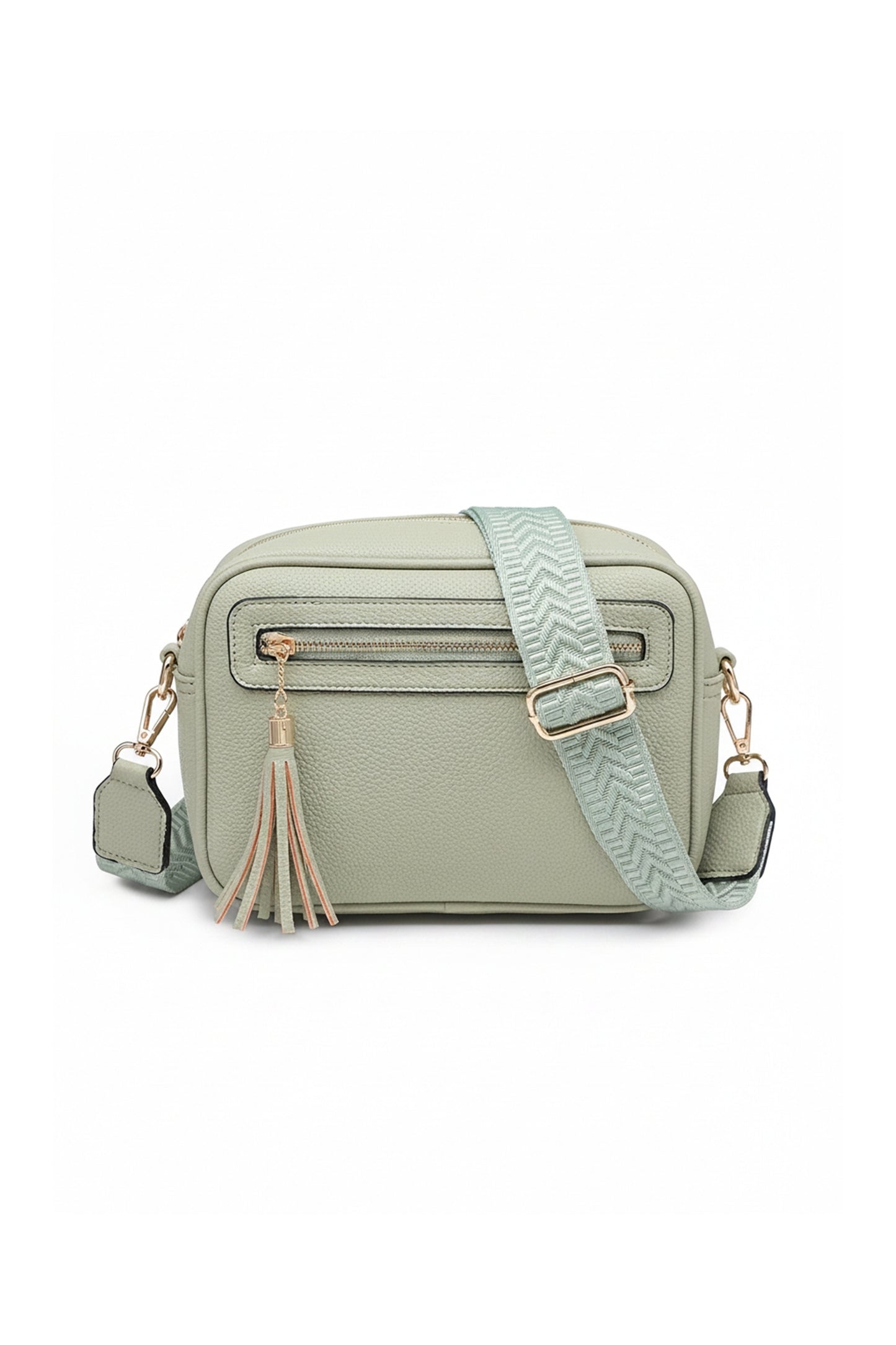 Crossbody Camera Bag with Wide Adjustable Strap and Tassel