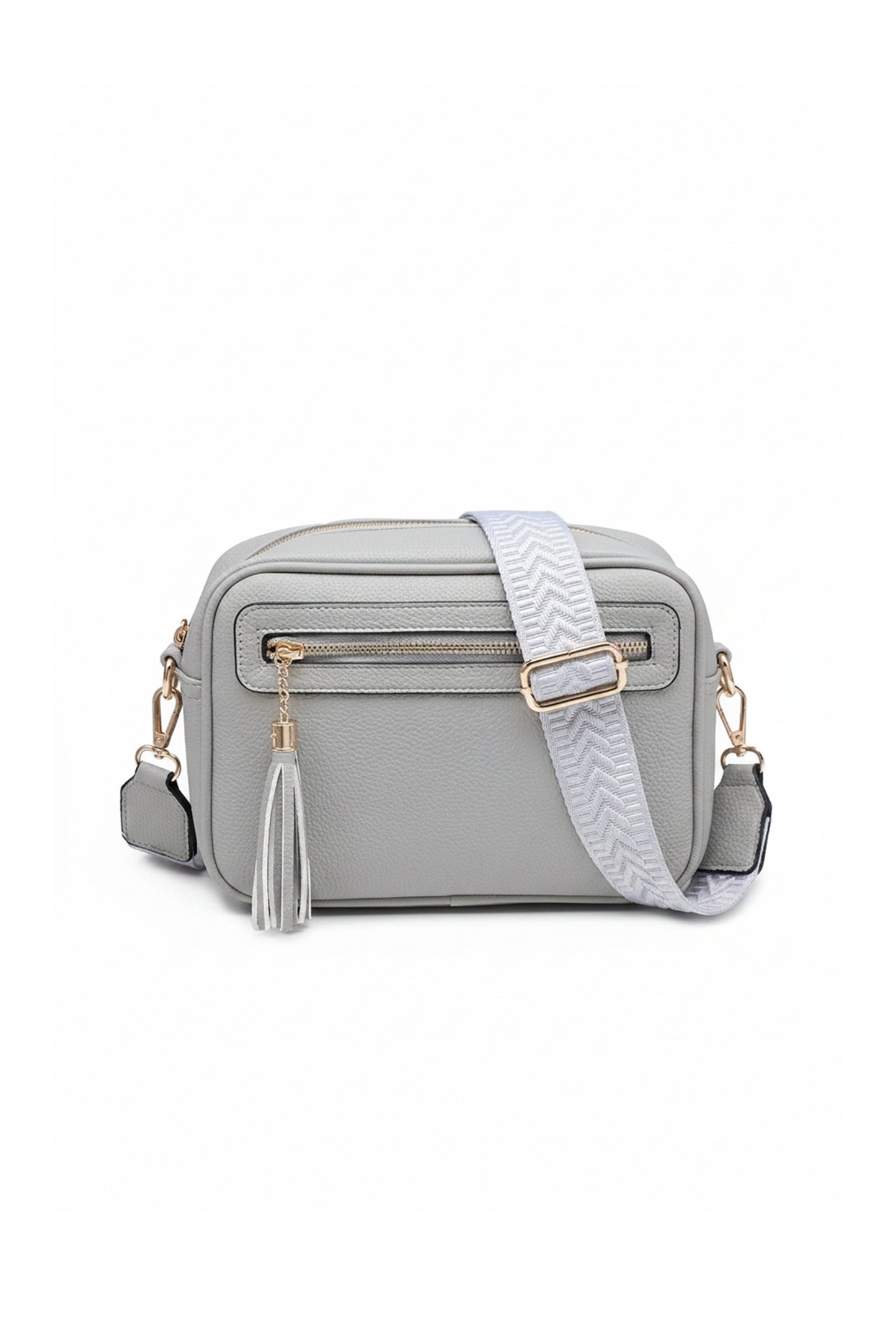 Crossbody Camera Bag with Wide Adjustable Strap and Tassel
