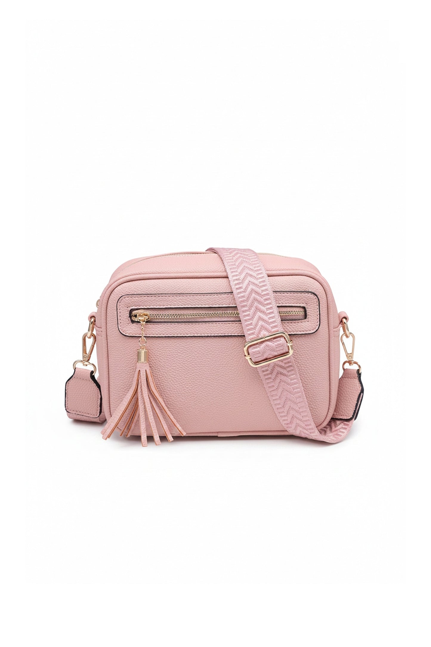 Crossbody Camera Bag with Wide Adjustable Strap and Tassel