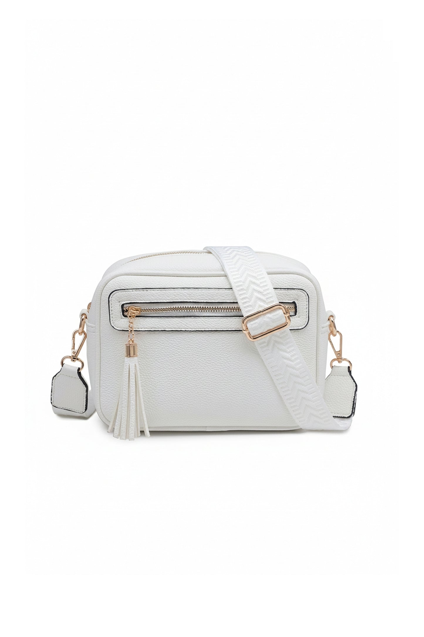 Crossbody Camera Bag with Wide Adjustable Strap and Tassel