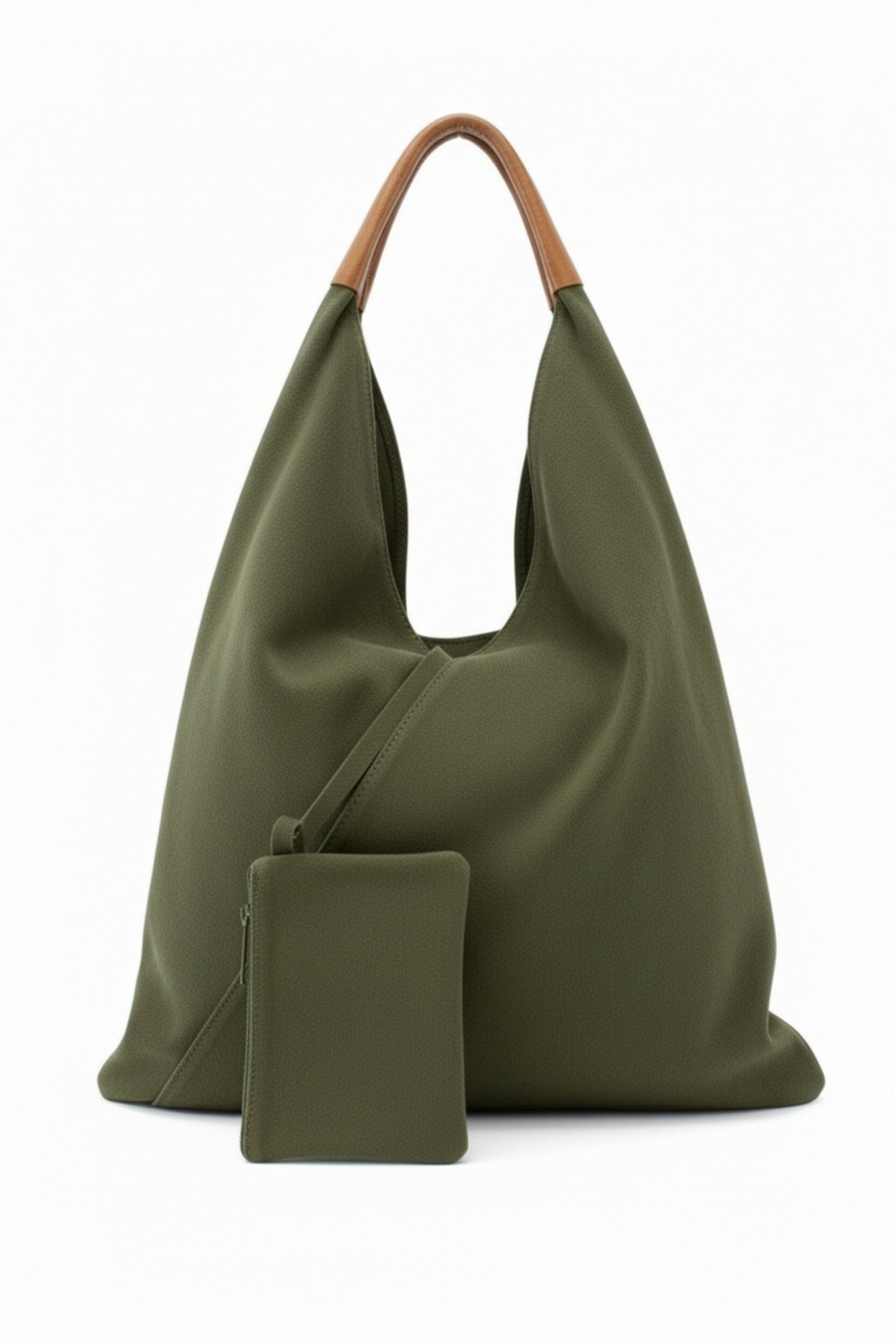 Italian Suede Leather Hobo Shoulder Bag with Purse Attached