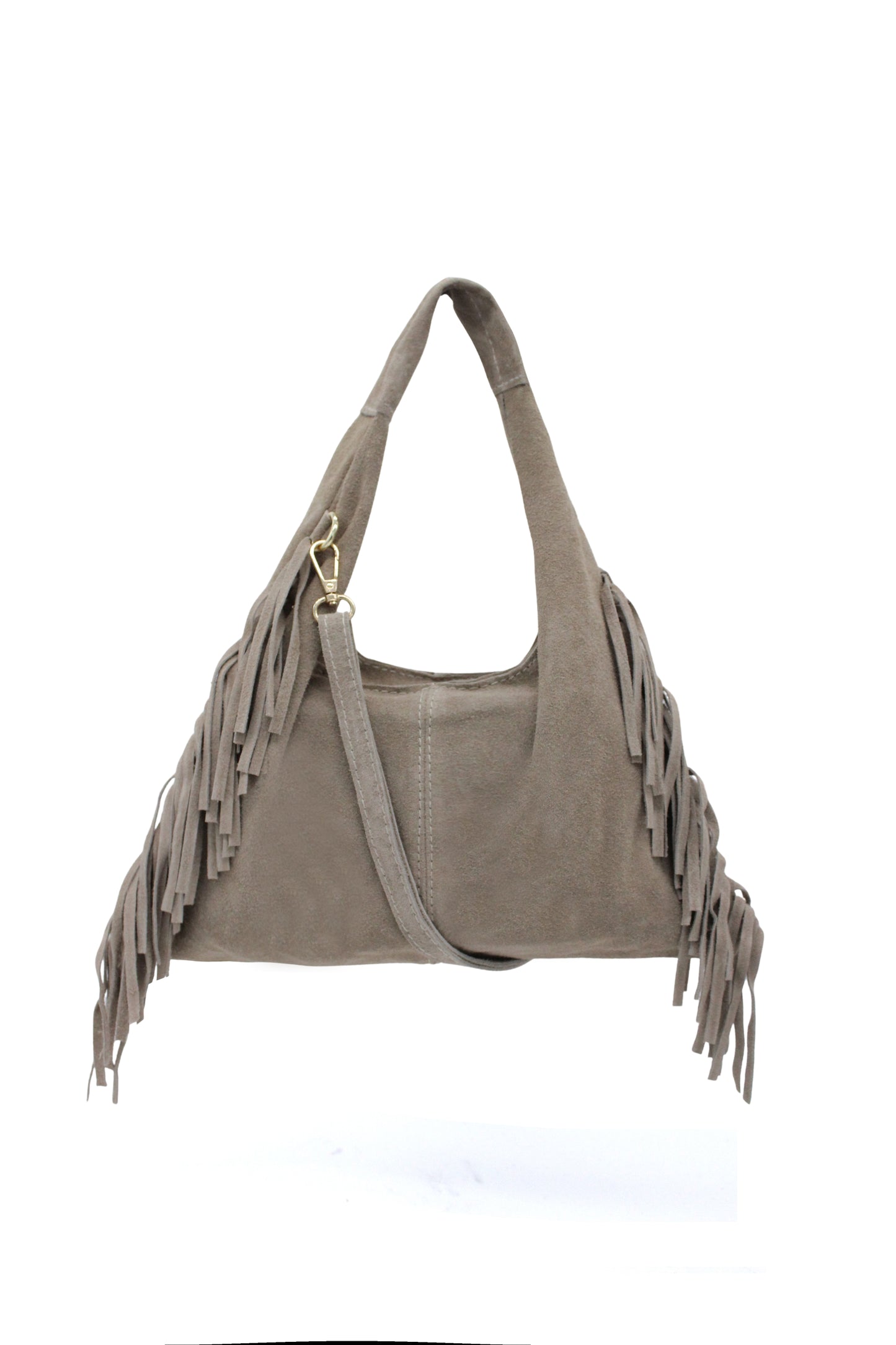 Italian Genuine Suede Fringe Crossbody Shoulder Bag