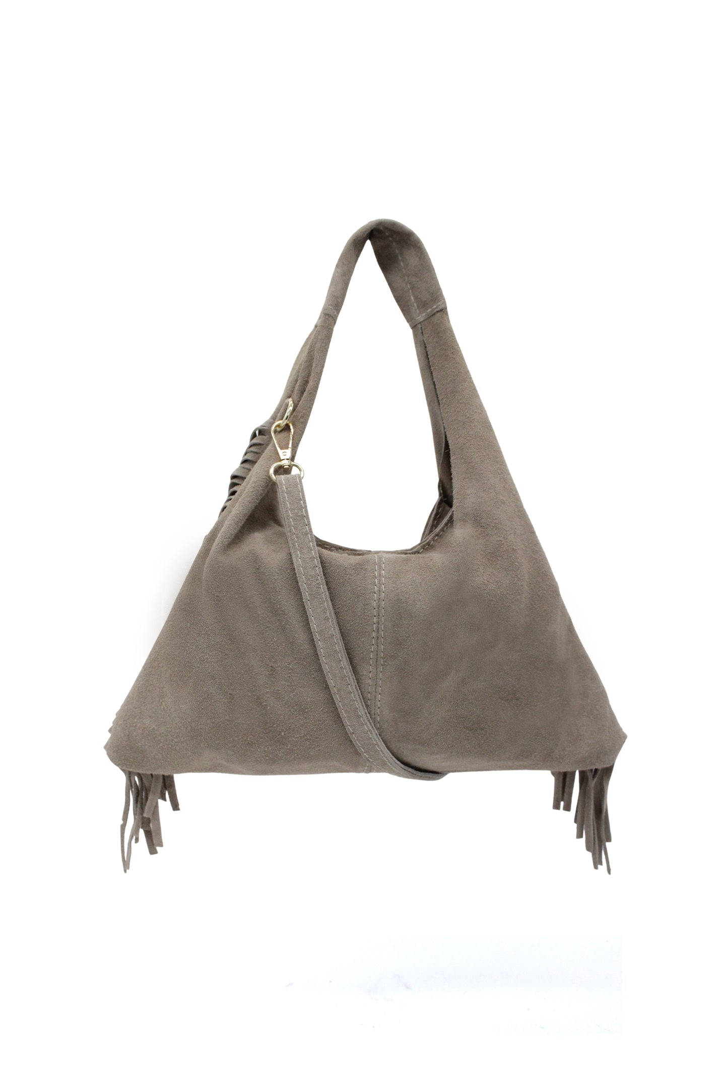 Italian Genuine Suede Fringe Crossbody Shoulder Bag