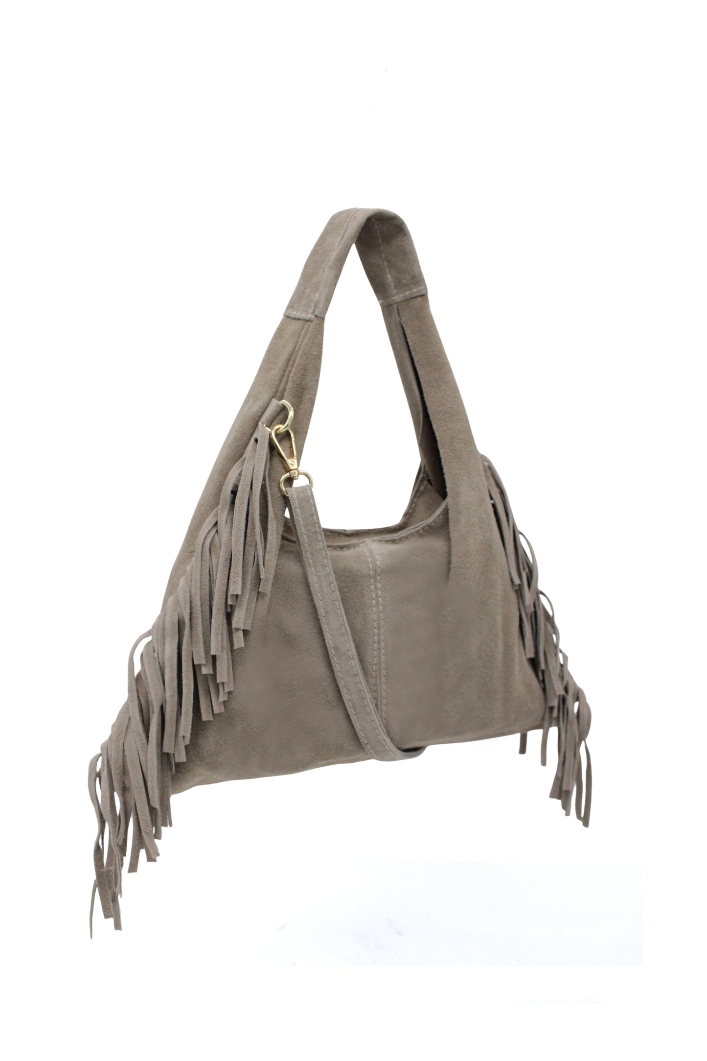 Italian Genuine Suede Fringe Crossbody Shoulder Bag
