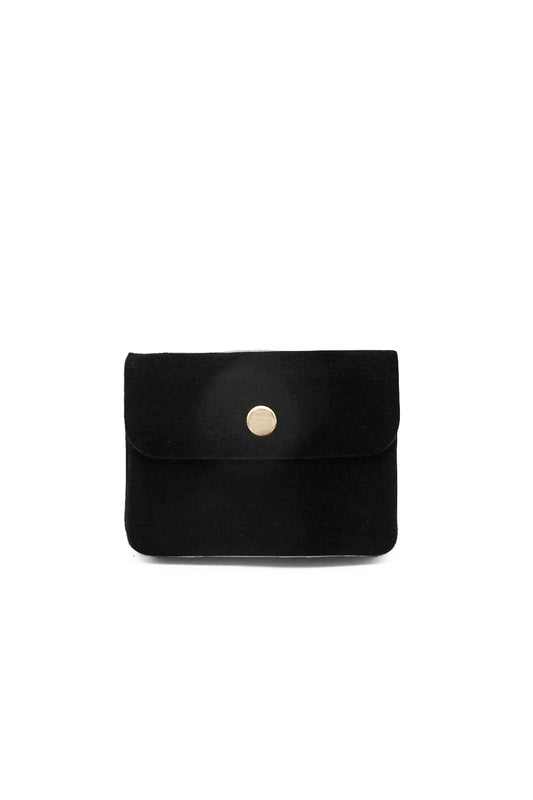 Compact Snap Button Slim Fit Italian Genuine Suede Purse