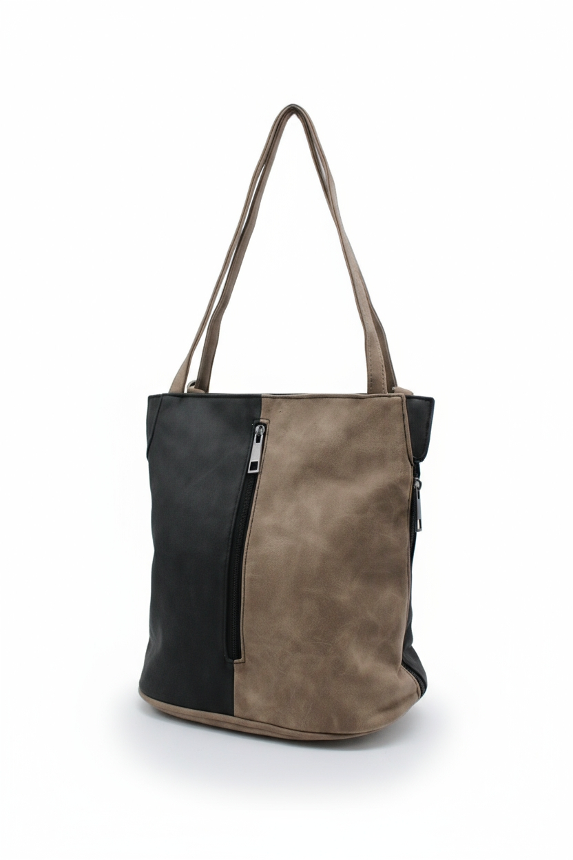 Convertible Shoulder Bag with Backpack Straps and Zip Pockets