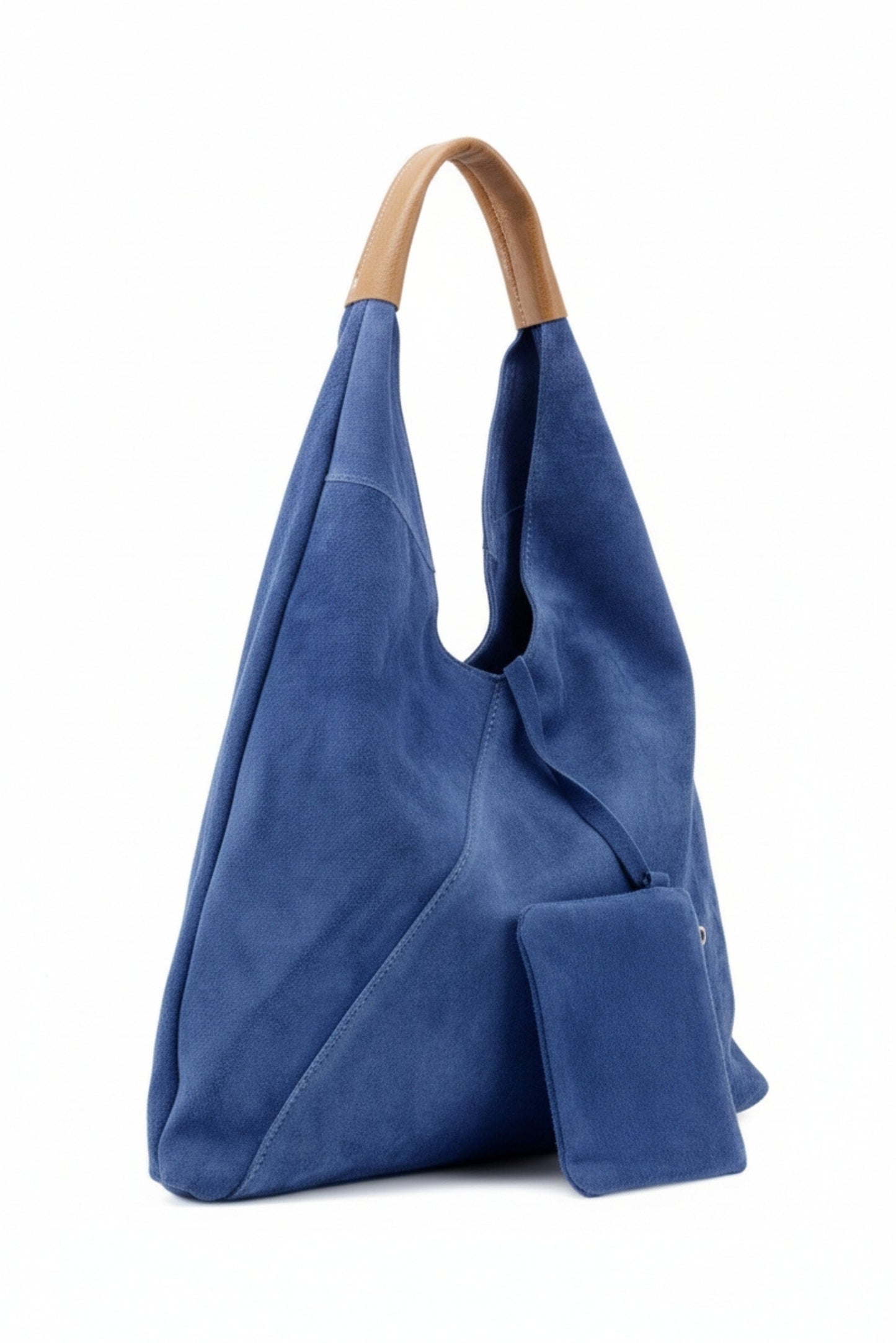 Italian Suede Leather Hobo Shoulder Bag with Purse Attached