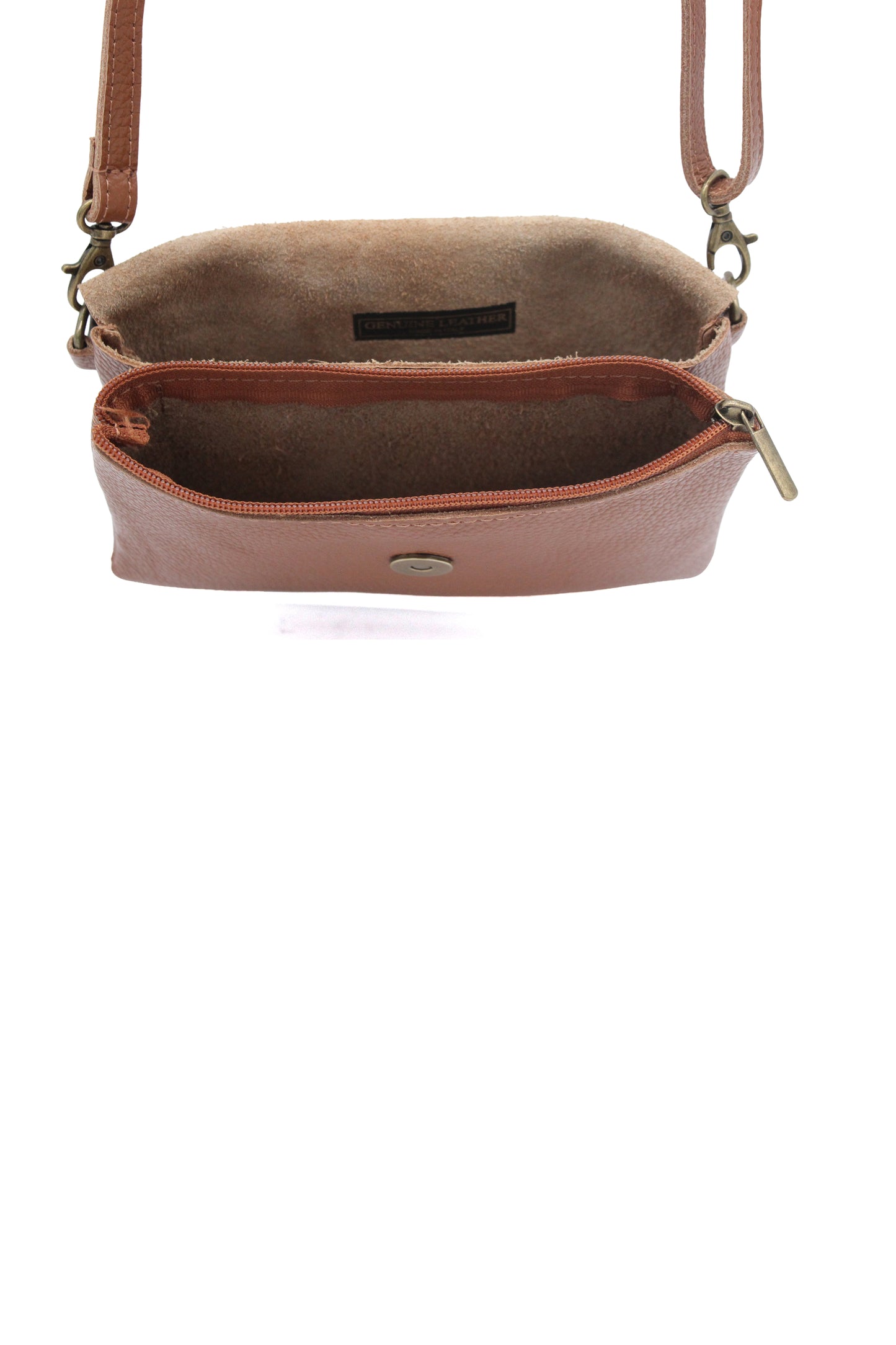 Genuine Leather Small Crossbody Purse with Double Compartments