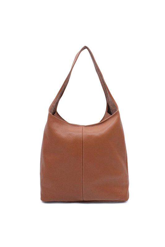 Genuine Italian Leather Minimalist Shoulder Tote Bag with Spacious Design