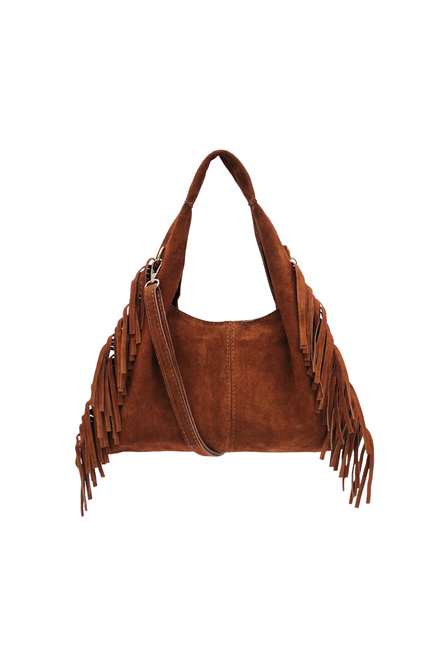 Italian Genuine Suede Fringe Crossbody Shoulder Bag