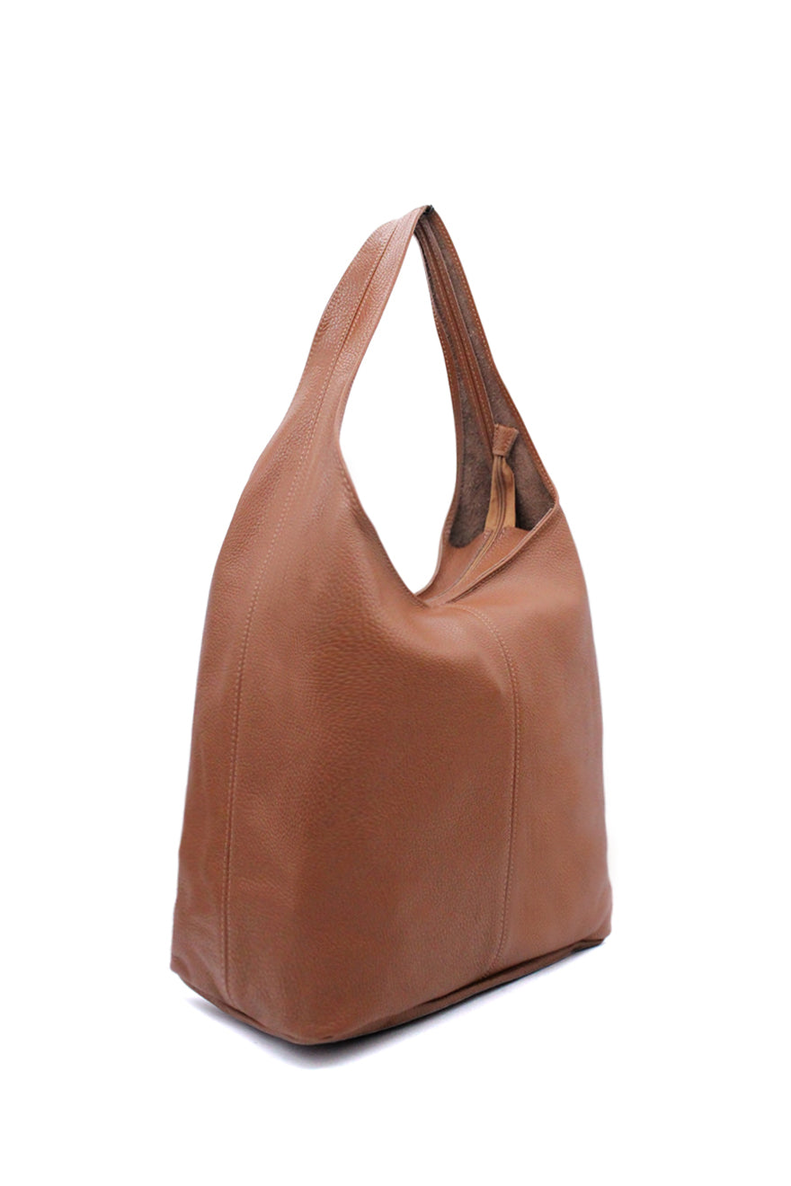 Genuine Italian Leather Minimalist Shoulder Tote Bag with Spacious Design