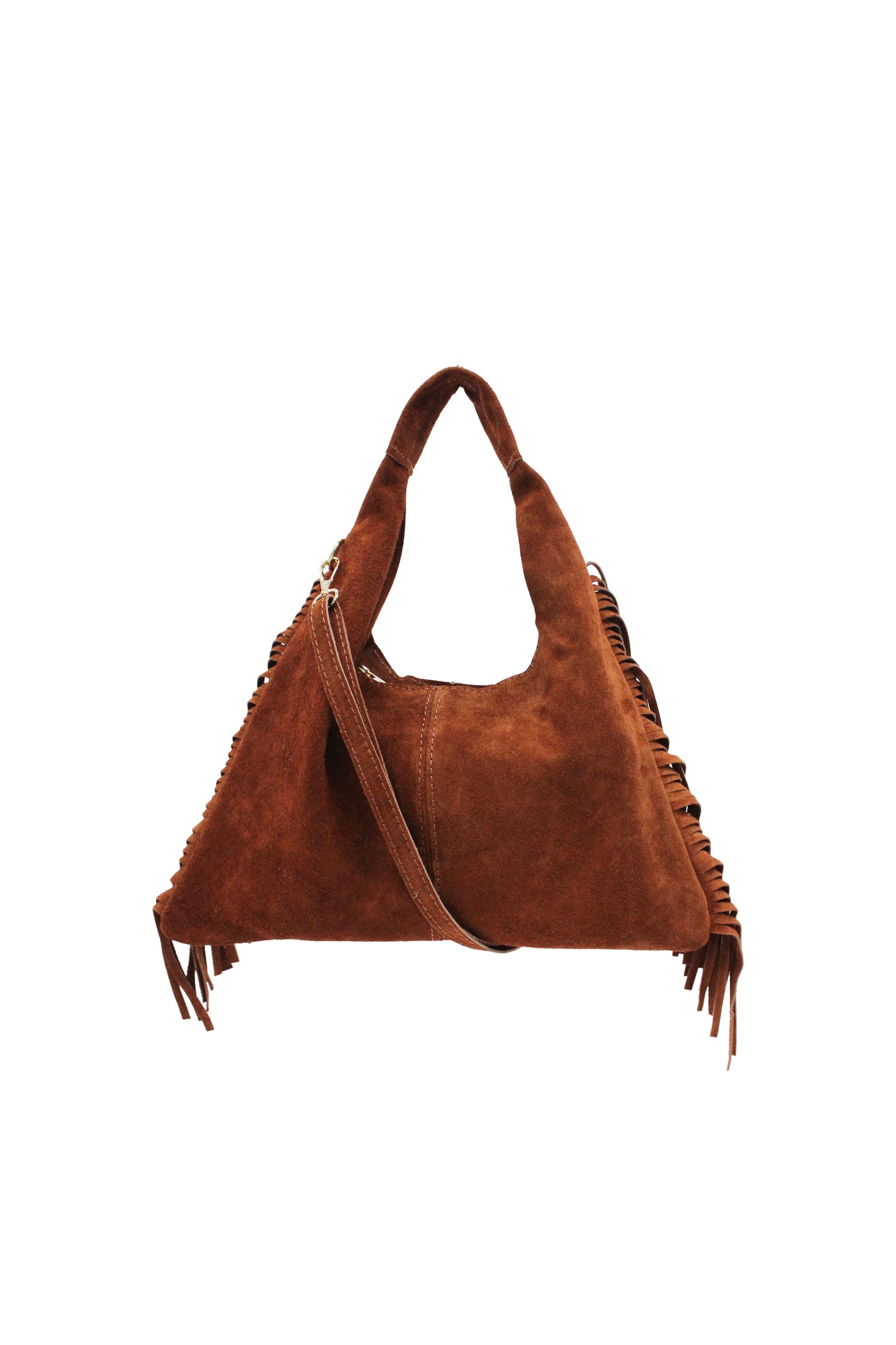 Italian Genuine Suede Fringe Crossbody Shoulder Bag