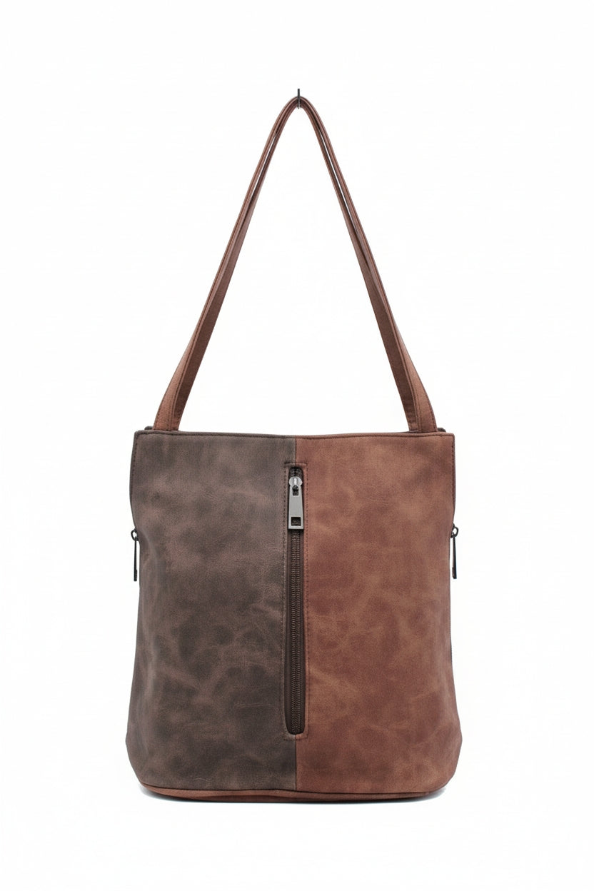 Convertible Shoulder Bag with Backpack Straps and Zip Pockets