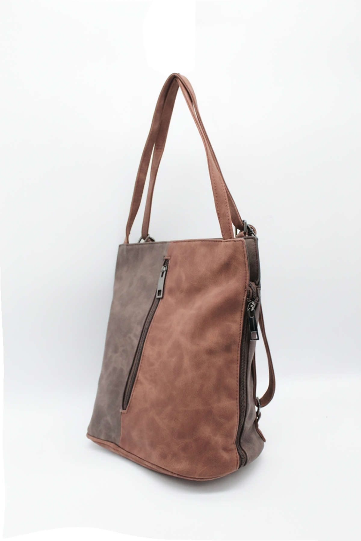 Convertible Shoulder Bag with Backpack Straps and Zip Pockets