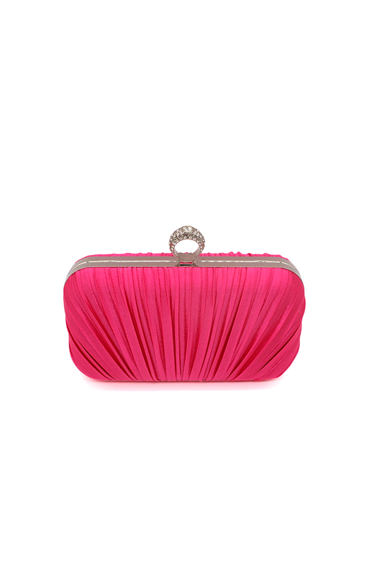 Elegant Pleated Evening Clutch Bag with Ring Handle
