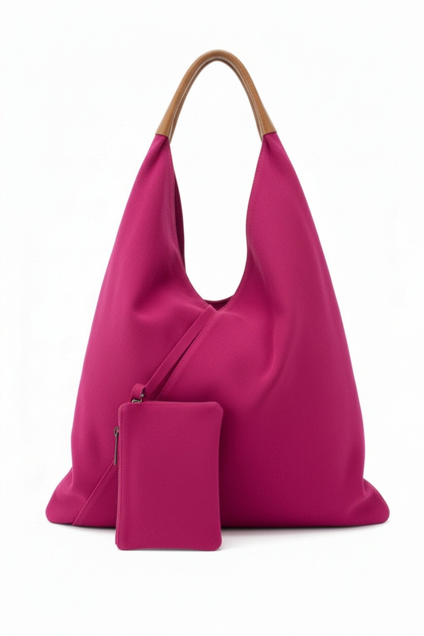 Italian Suede Leather Hobo Shoulder Bag with Purse Attached