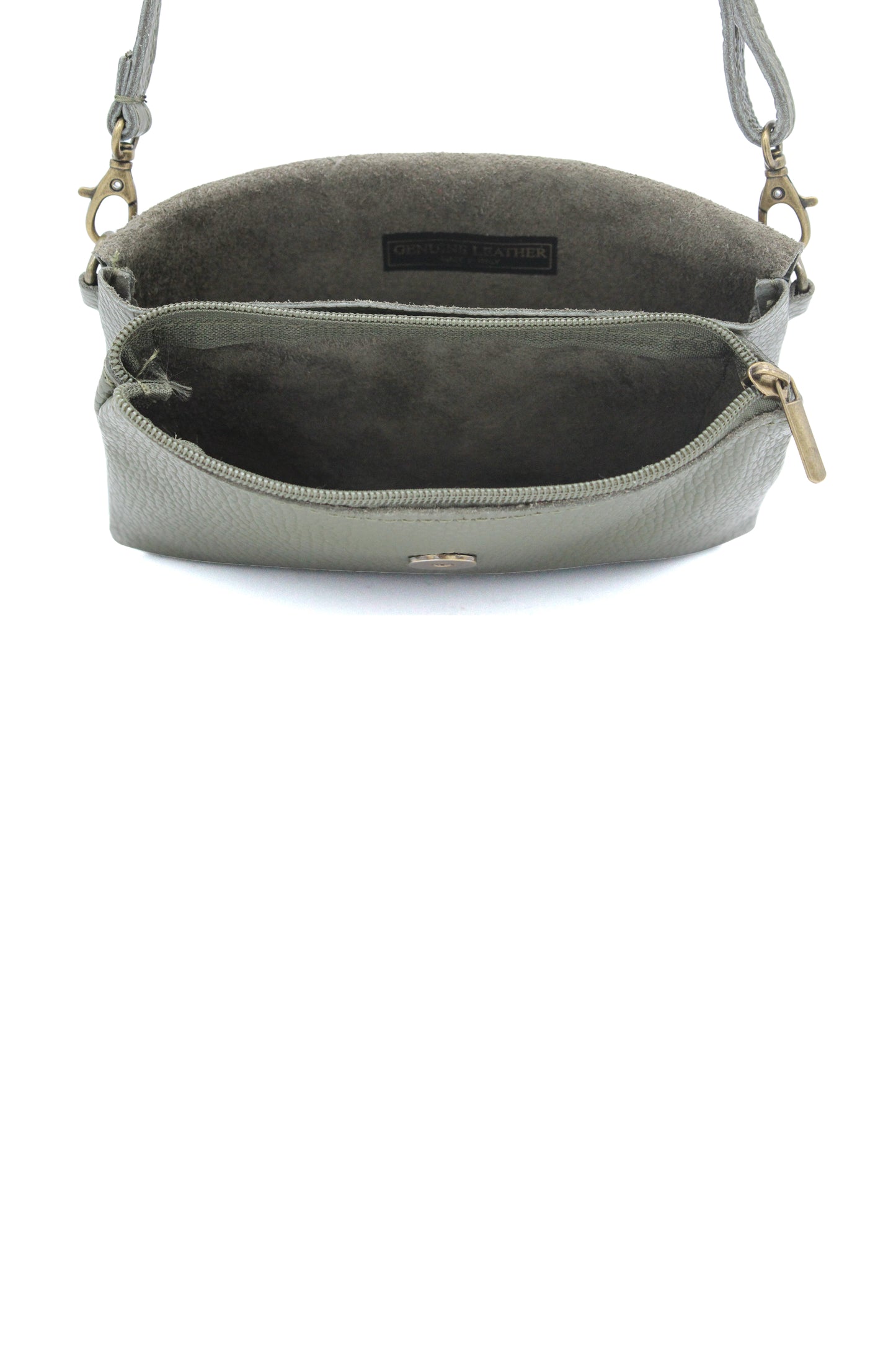 Genuine Leather Small Crossbody Purse with Double Compartments