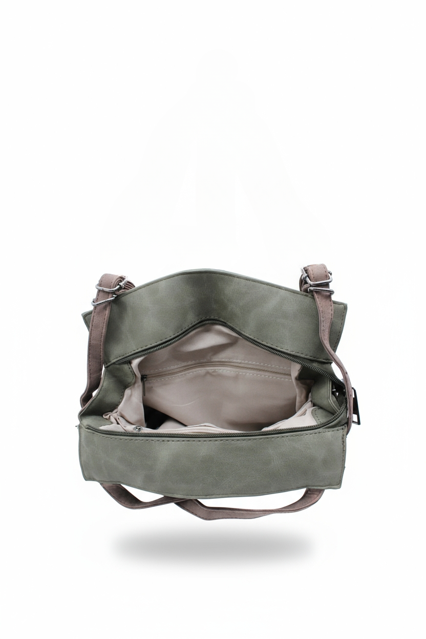 Convertible Shoulder Bag with Backpack Straps and Zip Pockets