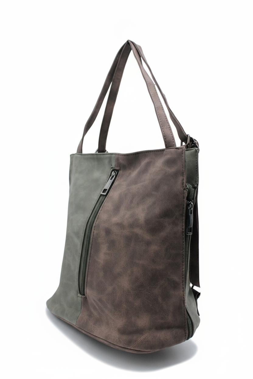 Convertible Shoulder Bag with Backpack Straps and Zip Pockets