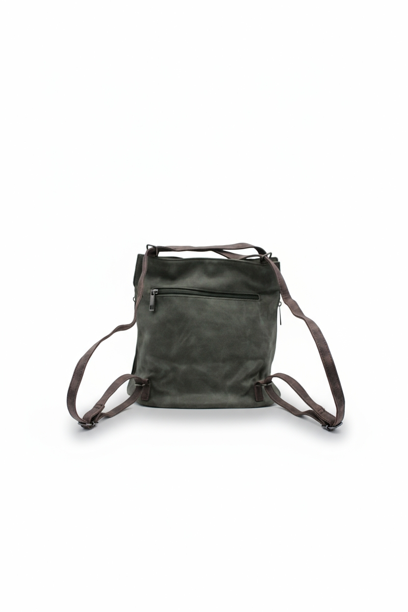Convertible Shoulder Bag with Backpack Straps and Zip Pockets