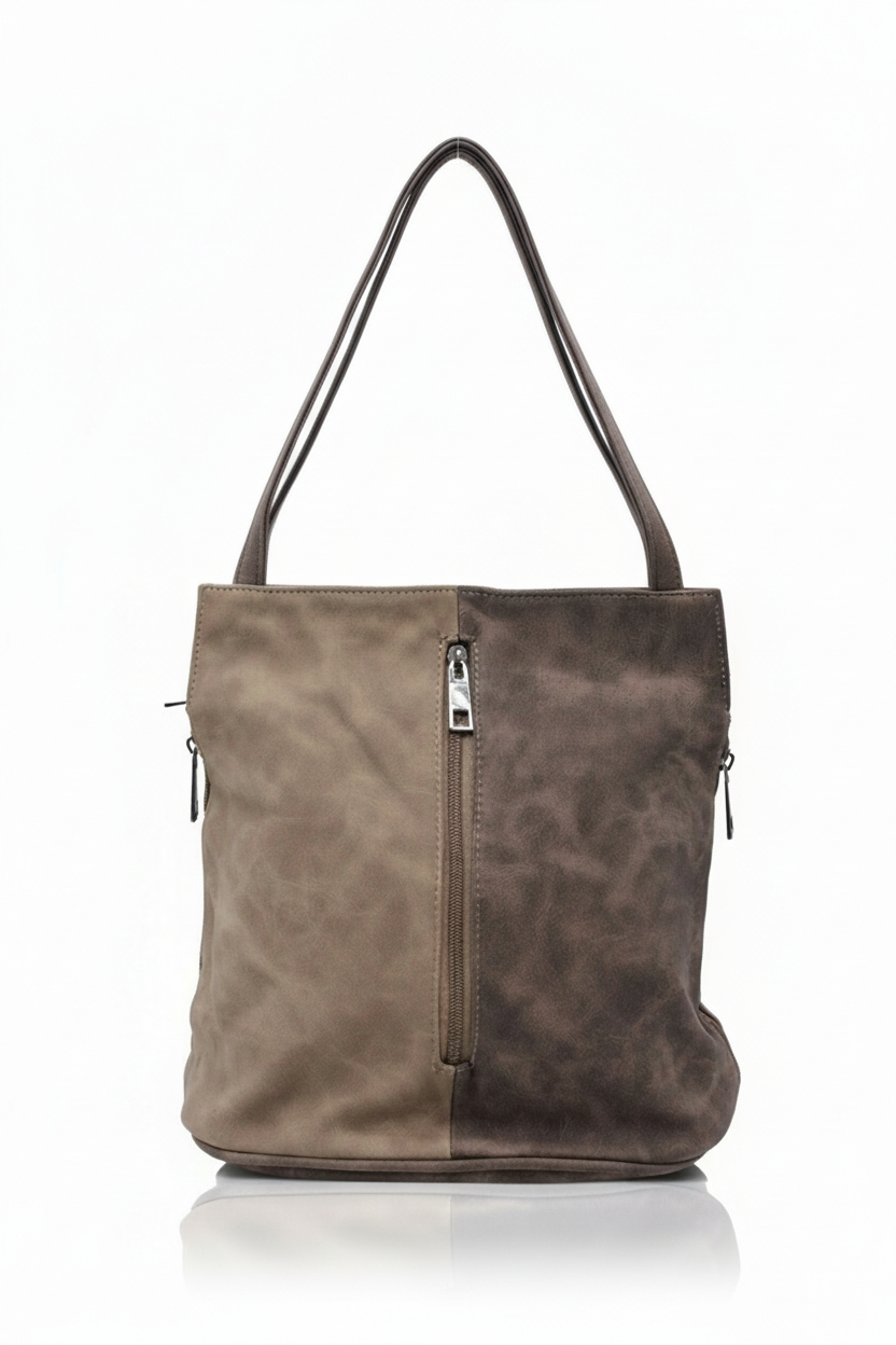 Convertible Shoulder Bag with Backpack Straps and Zip Pockets
