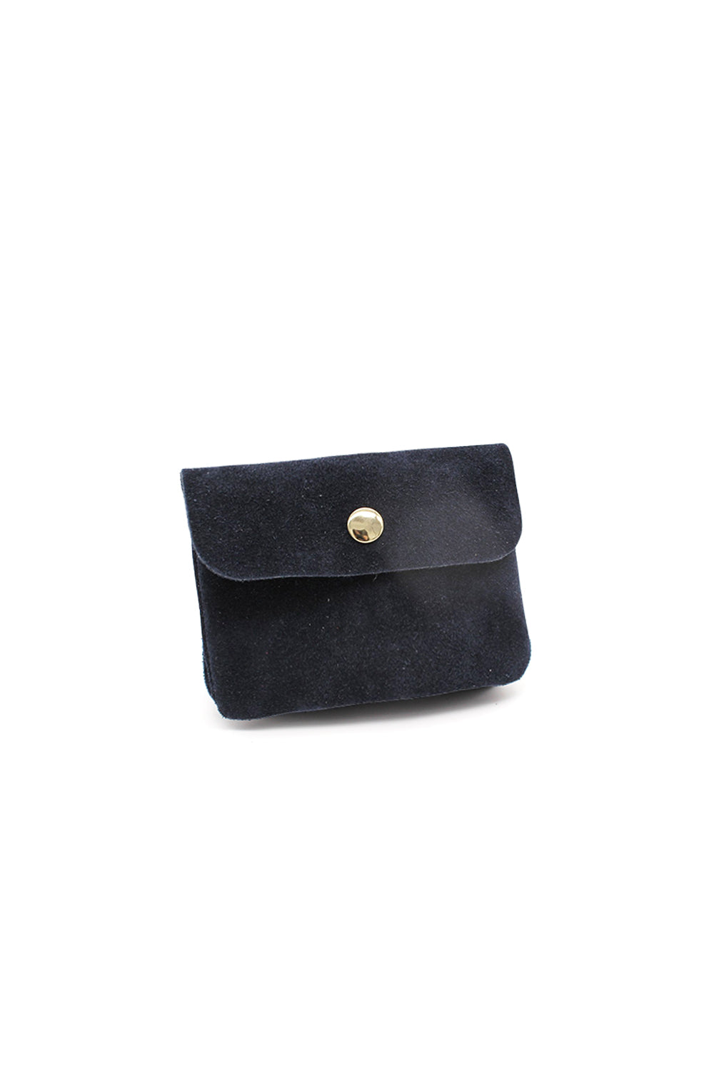 Compact Snap Button Slim Fit Italian Genuine Suede Purse
