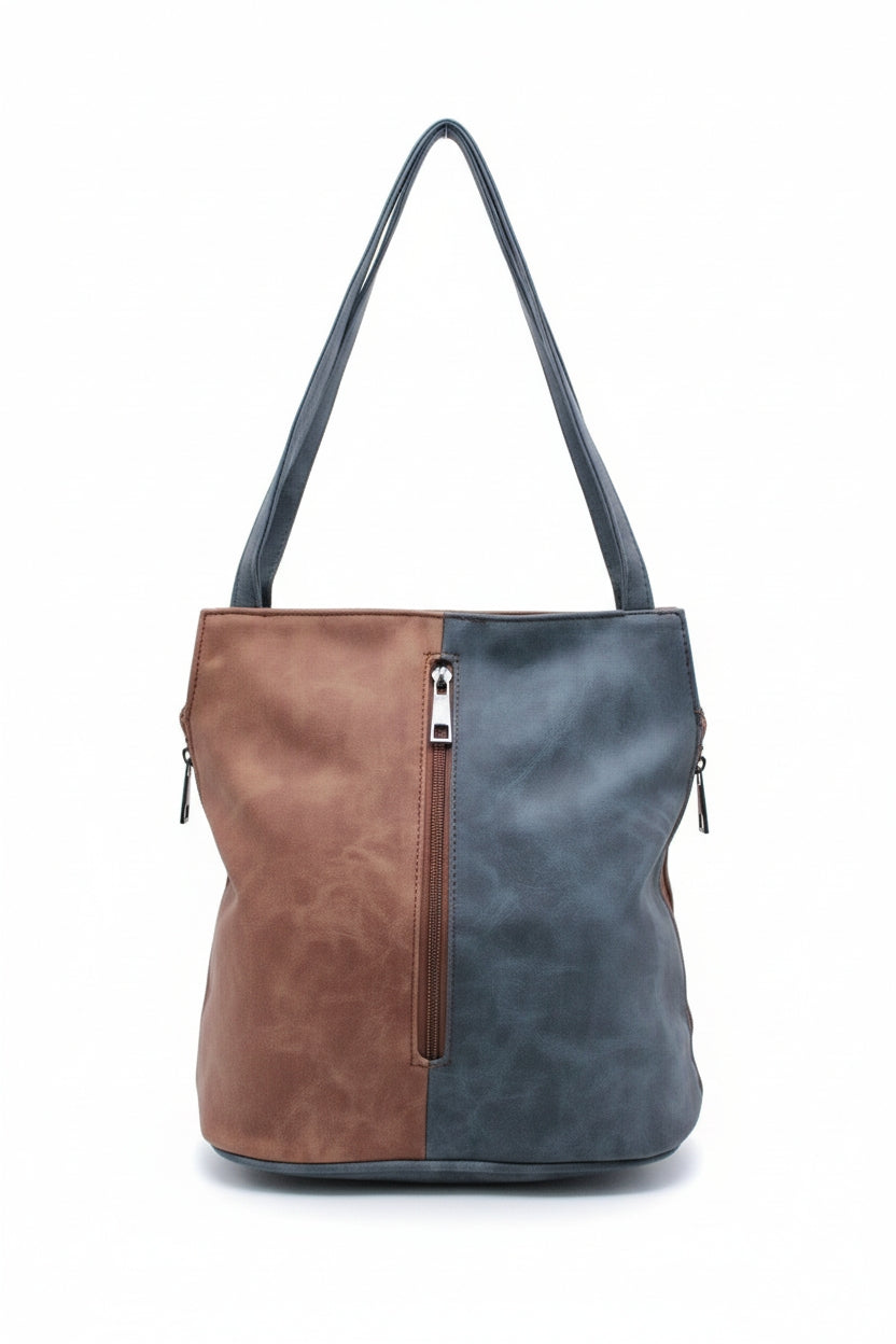 Convertible Shoulder Bag with Backpack Straps and Zip Pockets