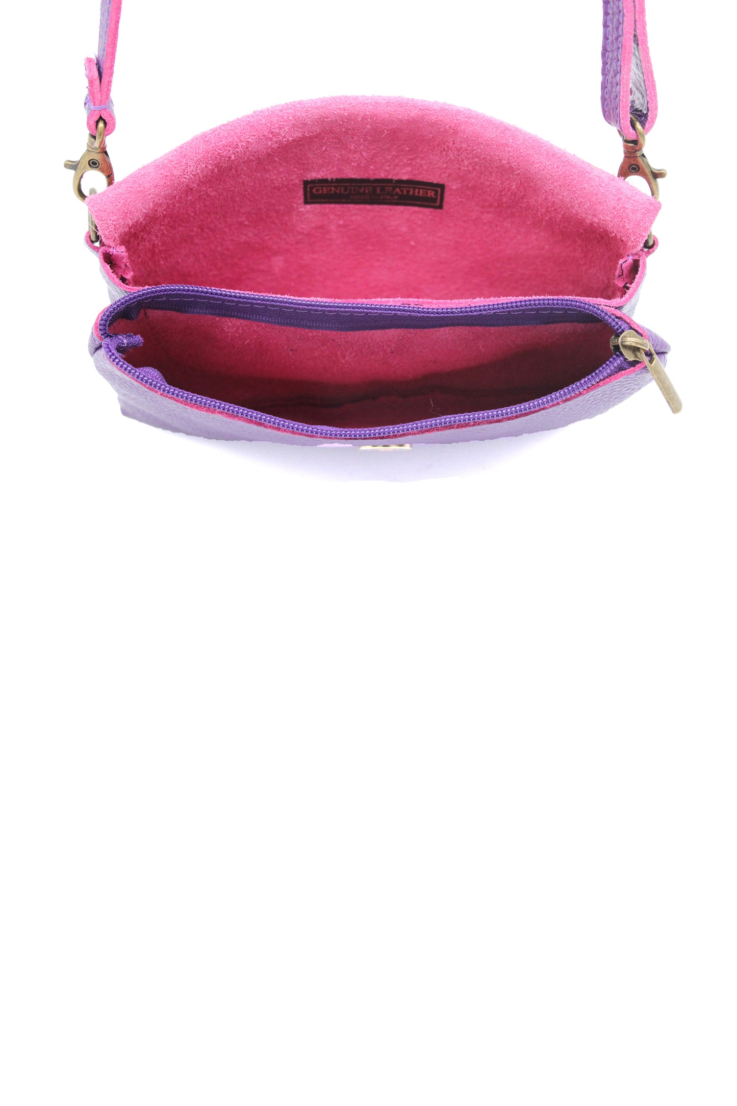 Genuine Leather Small Crossbody Purse with Double Compartments