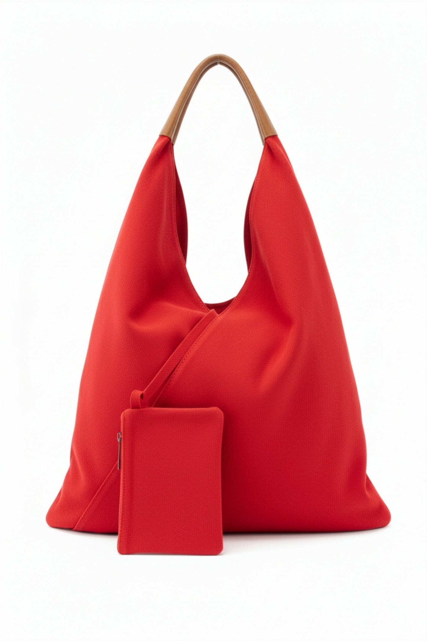 Italian Suede Leather Hobo Shoulder Bag with Purse Attached