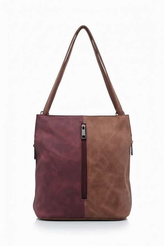 Convertible Shoulder Bag with Backpack Straps and Zip Pockets