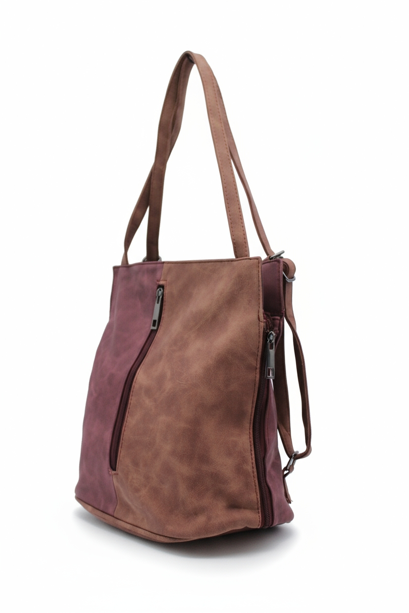 Convertible Shoulder Bag with Backpack Straps and Zip Pockets