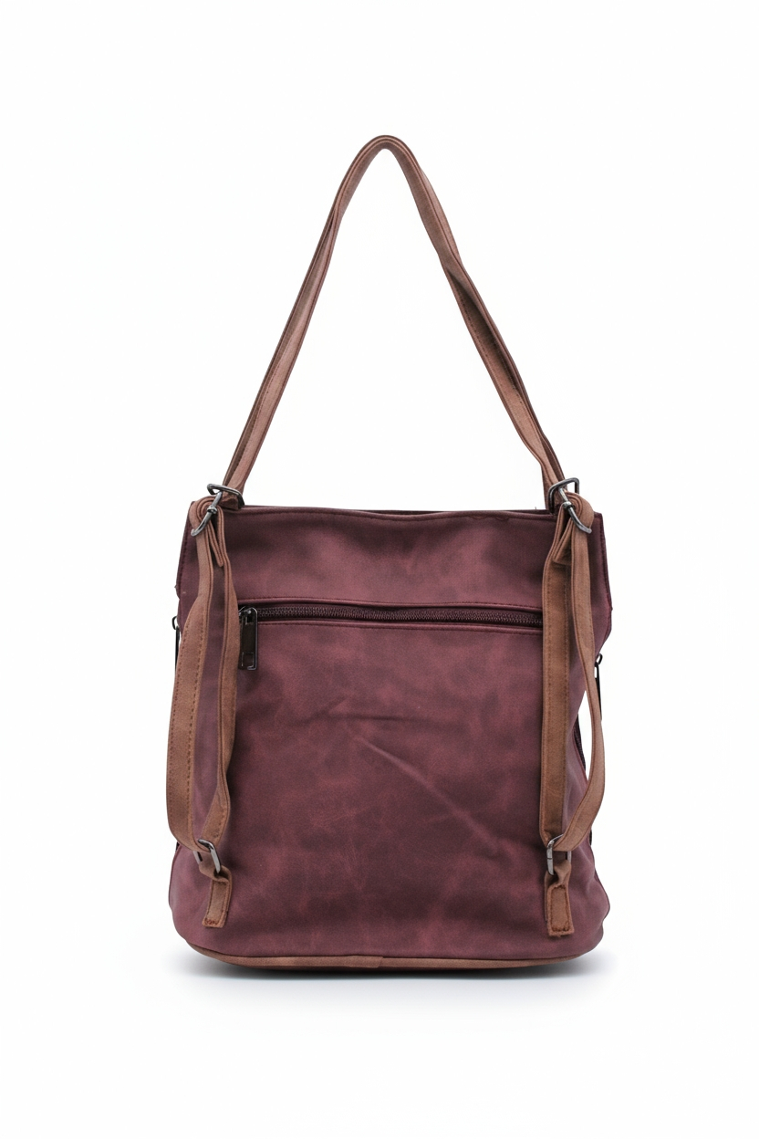 Convertible Shoulder Bag with Backpack Straps and Zip Pockets