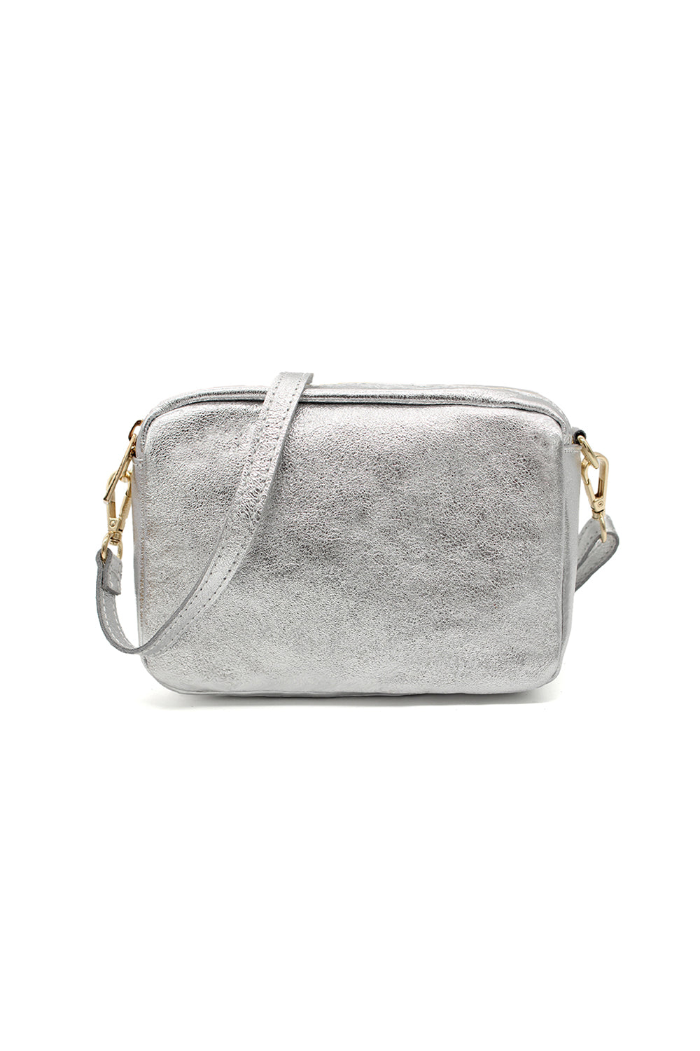 Italian Genuine Leather Crossbody Bag with Double Zipper Compartments