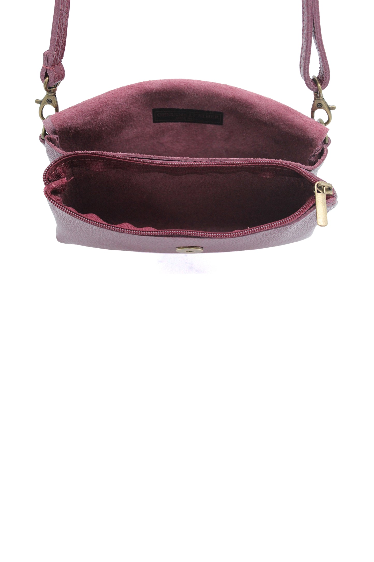 Genuine Leather Small Crossbody Purse with Double Compartments