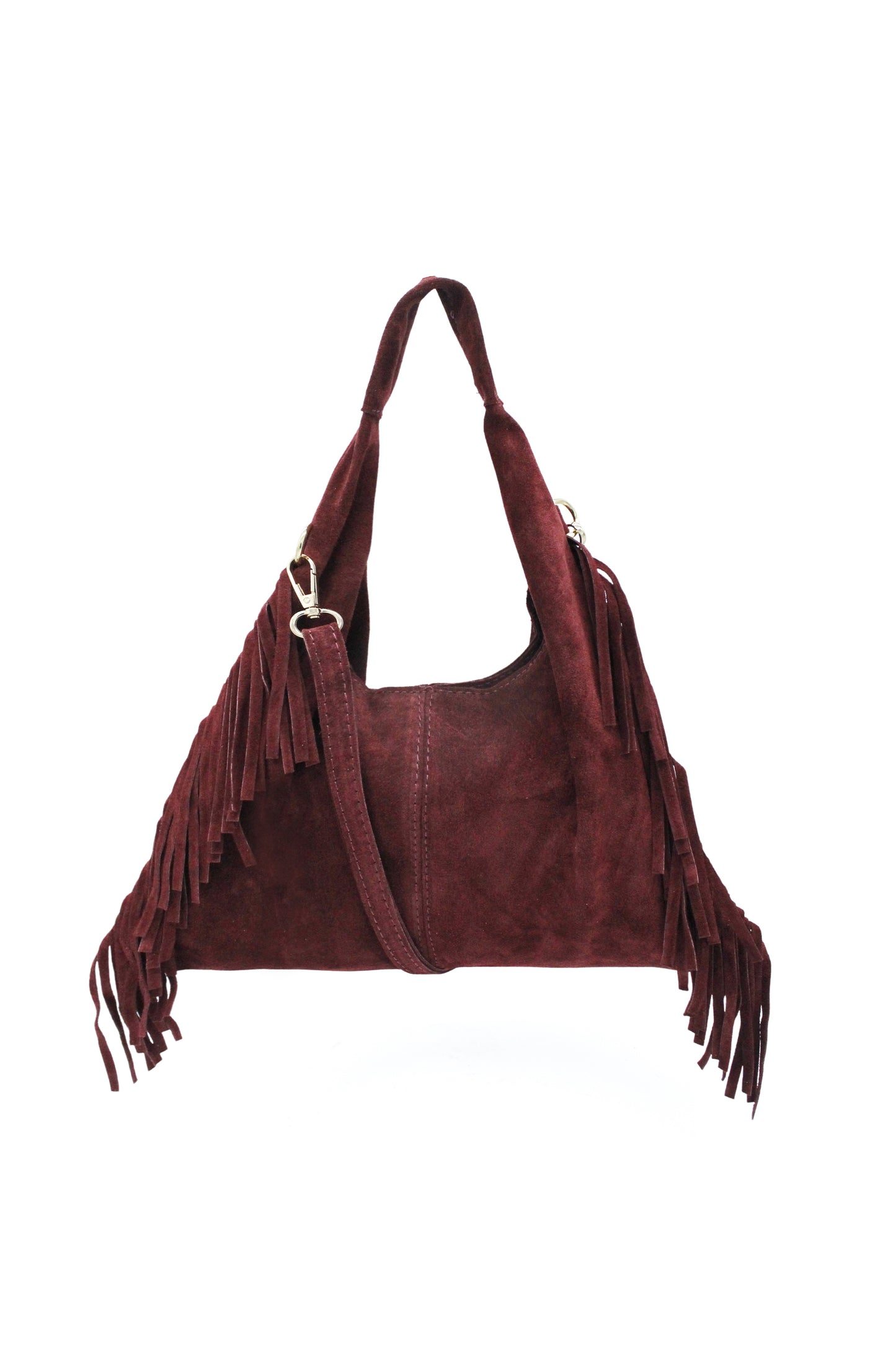 Italian Genuine Suede Fringe Crossbody Shoulder Bag