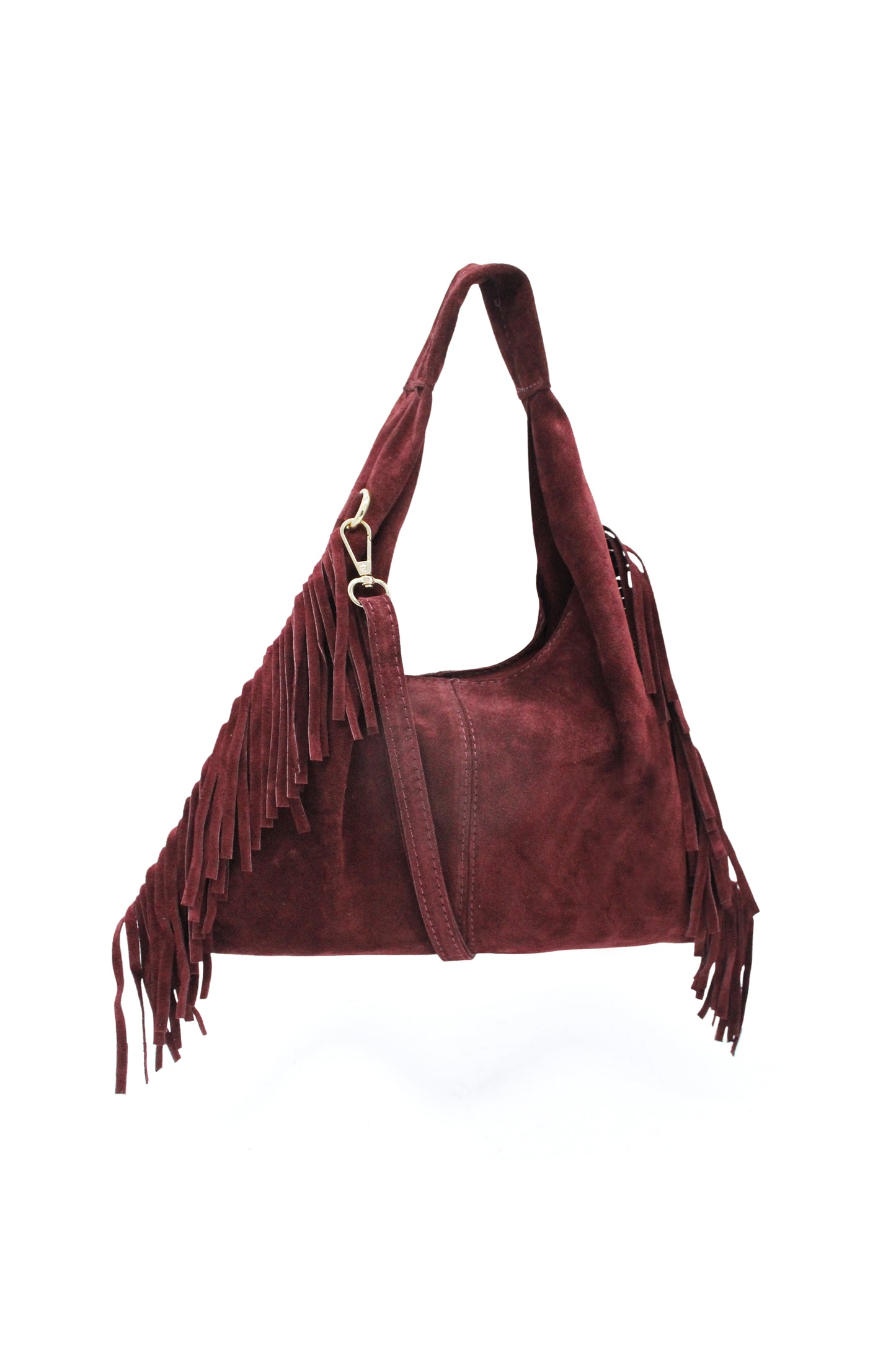 Italian Genuine Suede Fringe Crossbody Shoulder Bag
