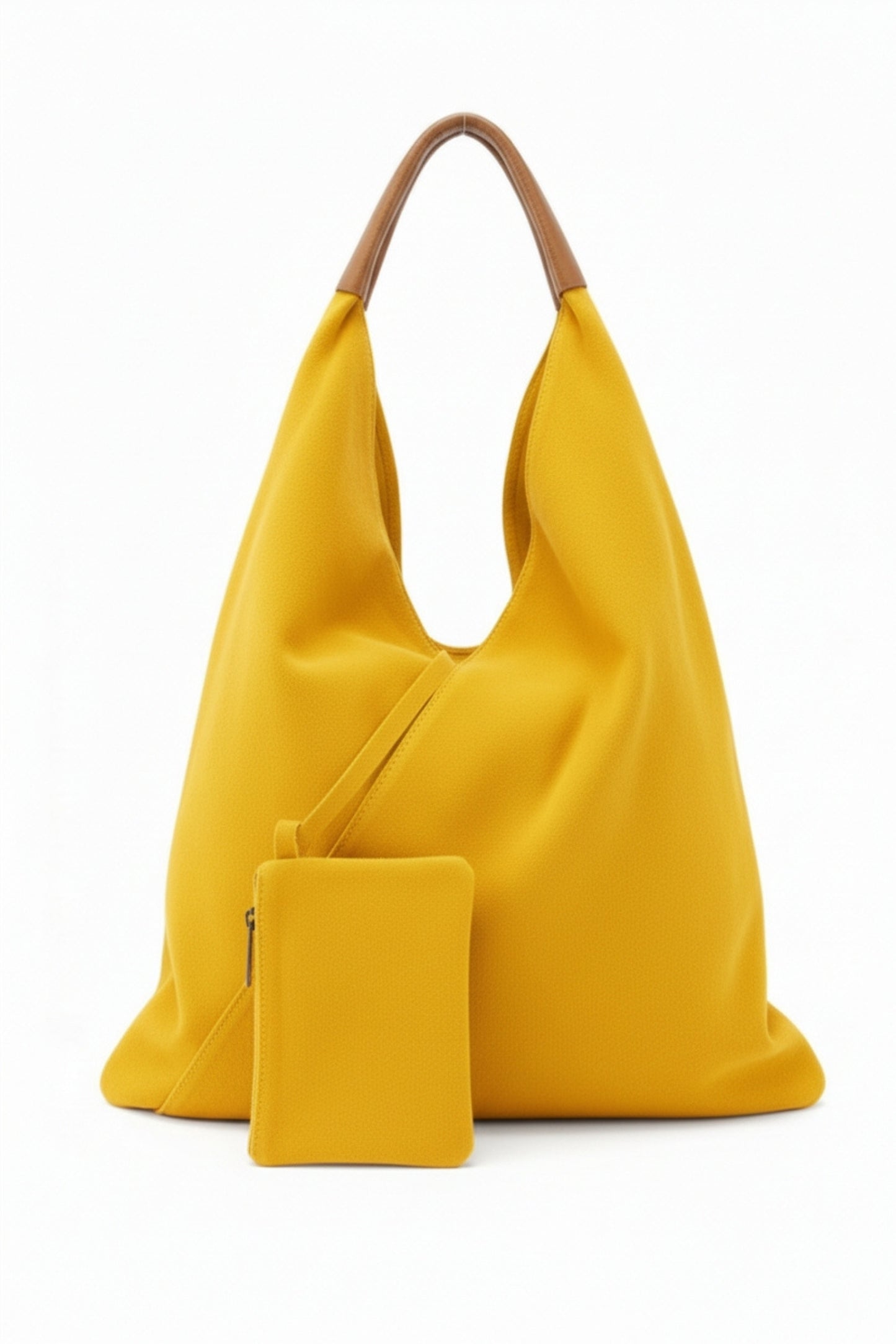 Italian Suede Leather Hobo Shoulder Bag with Purse Attached